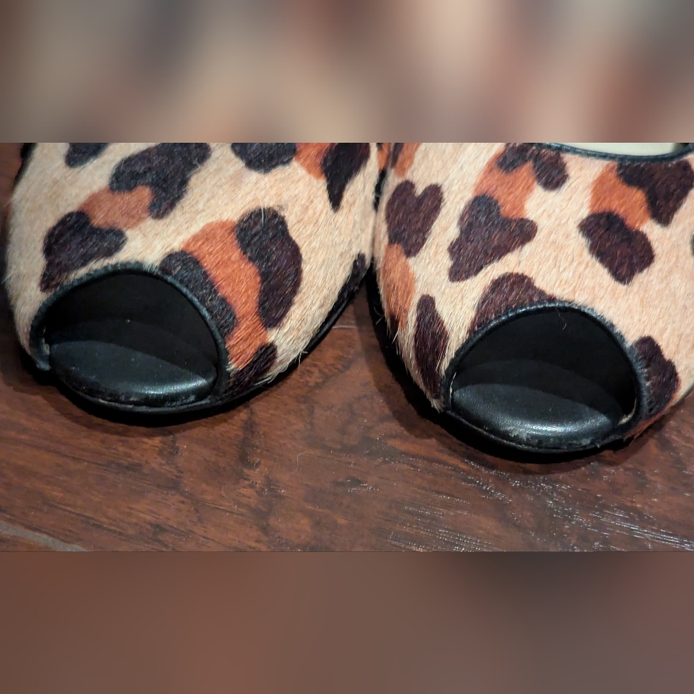 Talbots sz.7 Leopard print Pony Hair Tan Flats - Picture 5 of 6